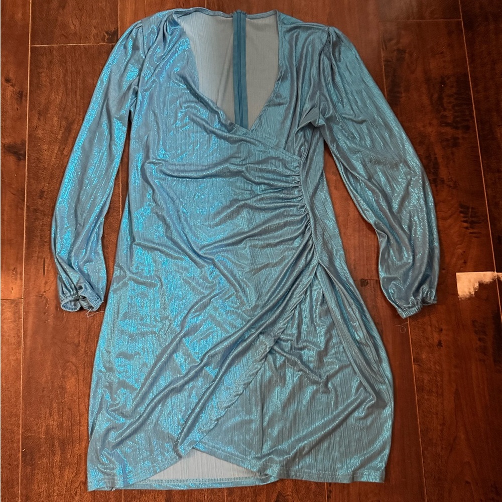 Elegant Blue Wrap Dress